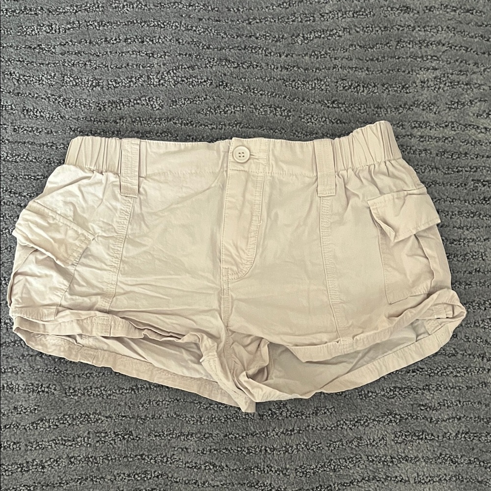 Papermoon Women's Beige Cargo Shorts